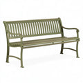 Panchina da giardino 150 x 60 x 85 cm in metallo verde - schienale a doghe stile classico
