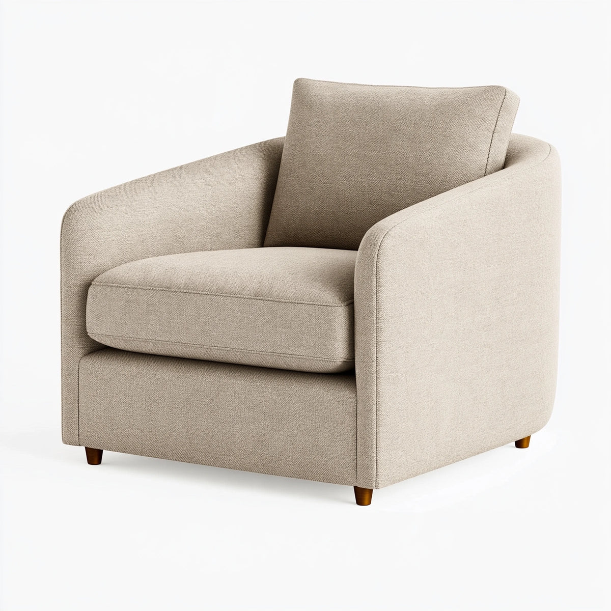 Poltrona 82 cm x 78 cm x 85 cm in tessuto beige con braccioli imbottiti stile moderno