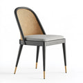 Sedia da pranzo 50 x 55 x 88 cm in legno nero e rattan naturale con seduta imbottita stile moderno