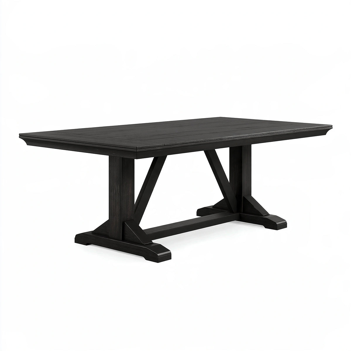 Tavolo da pranzo 180 x 90 x 76 cm in legno nero - stile rustico con base a cavalletto